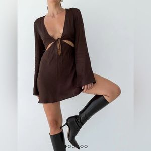 NWT Rumored High Hopes Mini Dress | Espresso (Size S)